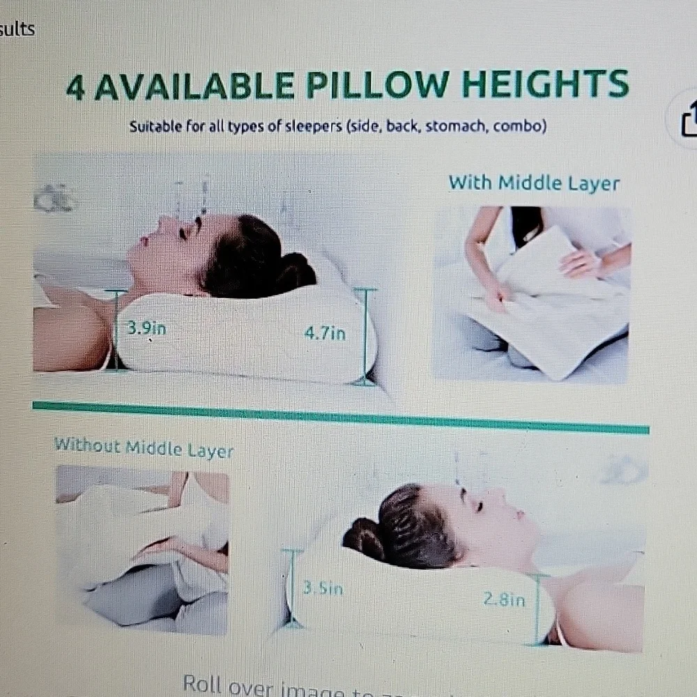 UTTU Sandwich pillow Cervical Queen size Orthopedic neck/back pain relief NEW…